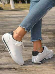 Zapatillas deportivas con cordones para mujer, de primavera y otoño, calzado casual y cómodo de color blanco
