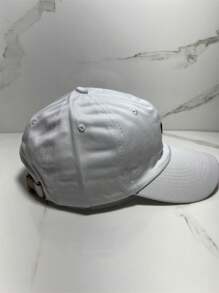 1 pieza de gorra de béisbol decorativa a prueba de viento anti-ultravioleta con bordado de algodón con letras casuales de marca de moda de nicho coreano, gorra de pico de pato para primavera, verano, otoño e invierno - Blanco - Ver 2