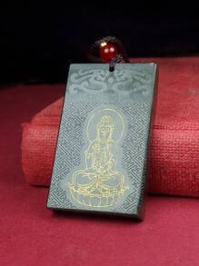 1pc Genuine Natural Hetian Jade Shallow Carving Tiger Pendant, Talisman Pendant For Protection, Amulet, Necklace Jewelry, Vintage Fashion Gift For Boyfriend & Girlfriend, Double-Sided Carved