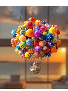 Glam Style Colorful Hot Air Balloon Garden Suncatchers, Acrylic Window Hanging Decor, Multipurpose For Valentine'S Day, Garden & Outdoor Spaces