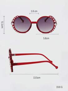 1 Set Kids' Pearl Oval Fashionable Glasses & 1 Pc Bow Hair Clip