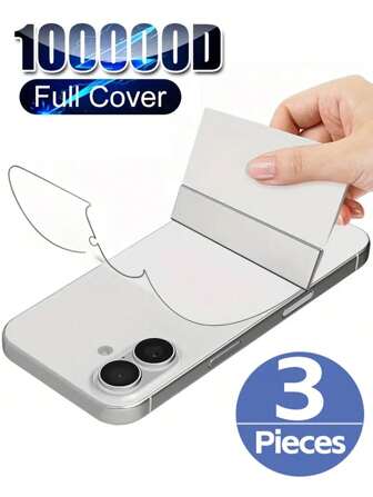 3 件水凝胶薄膜后盖保护膜适用于 iPhone 16 Pro Max/15/14/13/12/11 Pro Max Plus，热塑性聚氨酯，光面处理，超薄，防刮擦，防指纹，疏水疏油涂层