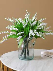 1PC/10PCS Artificial Lily Bouquet Plastic Artificial Flower Green Plant Stem Wedding Bride White Bouquet Used For Garden Room Desktop Vase Home Decoration Gifts Birthday Graduation