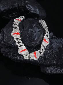 1pc Exquise gebroken hartvormige ketting, Unisex Punk Stijl Hip Hop Mode Liefdesketting Link Heren Sieraden, Multi-Layer Plating Constructie