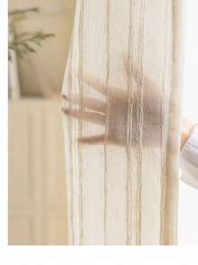 Tenda trasparente semplice e fresca in stile giapponese, in lino - Beige - Visualizzare 3