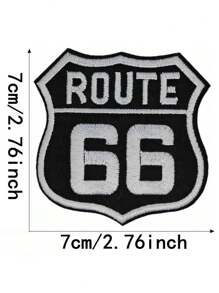 Vintage Route 66 Embroidery Patch, Classic American Road Sign Decorative Badge, Iron On Patch Suitable For DIY Hats, Clothing, And Accessories