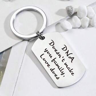 1pc Family Love Keychain DNA Metal Engraved Keyring Small Gift For Family Members