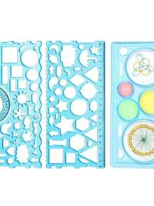 Set de 7 plantillas para dibujar Juego de reglas geométricas multifuncionales para herramientas de dibujo Útiles escolares Plantilla de plástico de gran tamaño Conjunto de plantillas para dibujo de patrones Adecuado para estudiantes Dibujo a mano Periódico Dibujo Regalo para niñas y niños