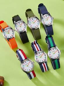 1pc Elegant Cute Cartoon Digital Canvas Children's Watch Quartz Watch Best Birthday Gift For Girls Back To School Season