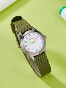 1pc Elegant Cute Cartoon Digital Canvas Children's Watch Quartz Watch Best Birthday Gift For Girls Back To School Season