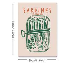 1pc Unframed Green Vintage Sardine Fish Wall Art Print - Retro Kitchen Decor Poster For Seafood Restaurant, Bar Cart, Modern Home - Minimalist Painting For Living Room & Dining Room Decorations - Multicolor - View 10