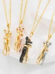 1pc Fashion New Creative Couple Hug Pendant, Copper Plated 18K Gold Jewelry Combination Can Be Detachable Personalized Hug Pendant Necklace, Suitable For Daily Casual Wear, Holiday Gifts