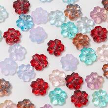 10/50pcs 14mm Glass Cherry Blossom Beads-For Jewelry Making, DIY Crafts, Necklaces, Bracelets - Transparent Multicolor Glass Bead