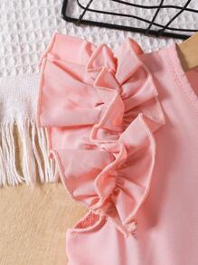 Girls Summer Dress, Young Girl Butterfly Puff Sleeve Splice Dress Suitable For 4-7 Years Old, Outdoor Daily Wear