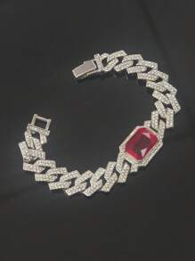 طقم مجوهرات شخصي للرجال من سبائك المعادن مرصع بالراين ستون 3D على شكل بندقية، قلادة، سوار، ساعة هدية، ملحقات أنيقة على الطراز الأوروبي والأمريكي لموسيقى الهيب هوب، علبة هدايا فاخرة