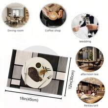 Set de 1/4/6 individuales de lino, manteles rectangulares de 12x18 pulgadas, con patrón geométrico a cuadros en negro y gris, individuales tejidos lavables a máquina para comedor, cocina, fiestas, decoración de cafetería - Multicolor - Ver 3