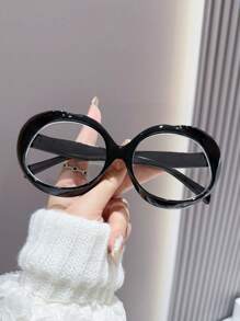 LiMiaoMiao 1pc Women Oval Clear Glasses, Y2K Color Matching Party & Travel Accessories