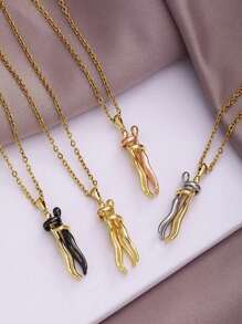 1pc Fashion New Creative Couple Hug Pendant, Copper Plated 18K Gold Jewelry Combination Can Be Detachable Personalized Hug Pendant Necklace, Suitable For Daily Casual Wear, Holiday Gifts