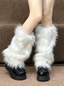 Faux Fur Plush Leg Sets Autumn-Winter Vintage Thermal Socks Y2k Hot Girl Calf Socks Subculture Heaps Heaps Foot Sets