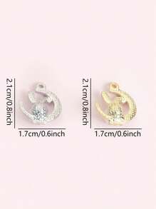 10 piezas de adorables y delicados encantos de luna y conejo con brillantes rhinestones, incrustaciones de perlas falsas - Colgantes de conejito de buenas noches para cadenas de clavícula elegantes, collares, pulseras, aretes y talla grande adornos de cadena - Regalo de fiesta de Pascua para familiares y amigos