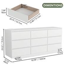 9 Drawer Dresser For Bedroom With Power Outlet And LED Lights, Floating Modern Wide Drawer Chest, Drawer Dresser Organizer For Living Room, Closet And Hallway - Xem 8