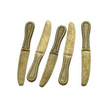 40 chiếc/gói hợp kim kẽm cổ điển DIY thành phần trang sức, các loại nĩa giả, thìa, dao mặt dây chuyền đồ ăn để làm đồ trang sức - A4-438-Vàng giả - Xem 9