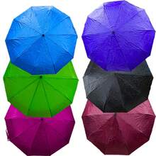 Paraguas plegable automático ideal para todo tipo de clima. Paraguas automatizo Verde, Azul, Morado, Vino, Negro y Rosa. Paraguas con 10 refuerzos de metal. - Azul - Ver 4