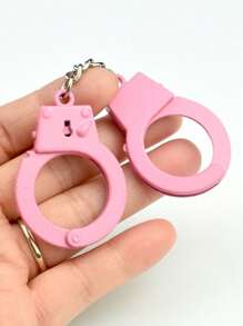 1pc Mini Handcuff Couples Keychain, Handcuff Keyring With Double Locks (Silver & Pink), Makeup/Costume/Cosplay/Stage Props, Couples' Game Props, Prisoners' Performance Props, Festival Shooting Props, Cute & Punk Gothic Design - Multicolor - View 9