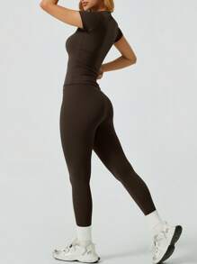 NcmRyu Damen Einfarbiges minimalistisches Lässig Sport Set