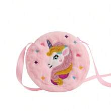 1 Pezzo Borsa A Tracolla A Forma Di Unicorno Rosa In Peluche