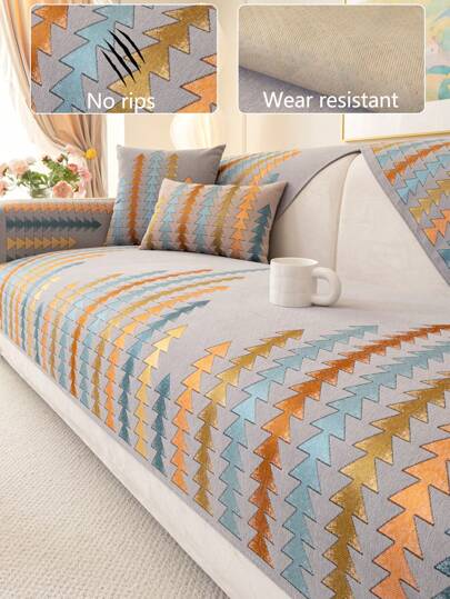 1pc Luxury High-End All-Season Sofa Seat Cushion Cover, Modern Minimalist Chenille Fabric Anti-Dust Anti-Slip Fashionable Sofa Protector, Washable, Color Fast, Pet-Friendly, Suitable For Bedroom, Office, Living Room, L-Shaped And 1/2/3/4 Seater Sofa