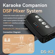VAORLO DS-K2 卡拉 OK 伴侣无线麦克风动圈蓝牙 5.3 DSP 混音系统机 RGB 彩灯 3.5mm AUX 放大器主机 - 查看 10