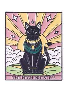 1 件时尚锌合金卡通猫和心形图案胸针，适合女士日常装饰情人节、妈妈、母亲、母亲节、礼物 - 彩色 - 查看 6