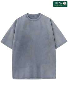 1 Piece, 230G Double-Sided Washed, Duck Print T-Shirt With Green Lake Flying, High-Quality Wax Printed Cotton Retro Fashion Brand T-Shirt, Suitable For Summer T-Shirt With A Certain Thickness, Holiday Gift