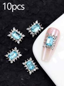 10 Pieces In A Pack And 30 Pieces In A Box For Nail Art Nail Accessories, Exquisite Inlaid With Diamonds, Colorful Gemstones, Mixed Materials, Nail Charm, Diy Nail Supplies Nails Nail Charms