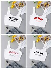 Custom Personalized Gifts, Custom Ladies Short Tank Tops, Add Text (Quotes/Phrases/Names/Numbers/Slogans, Etc.), You Can Choose Your Favourite Fonts And Colors, Design Your Own Personalized Printed Short Tank Tops As A Girlfriends Gift