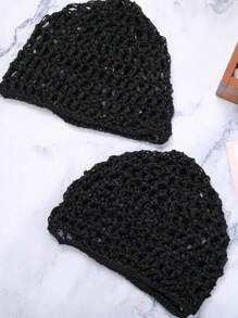 1/4 Pcs Handmade Crocheted Sleep Cap/Hat, Hair Net For Women, Suitable For Daily Washing Face, Makeup, Sleeping Hair Sleep Cap - Multicolor - View 6