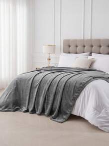 1 件 240GSM 法兰绒羊毛毯，超柔软、毛绒和温暖的深灰色毛毯，适合床、沙发、客厅、所有季节 - 查看 4