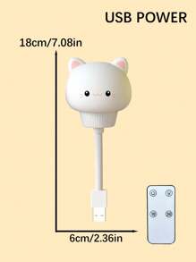 1 个 USB 猫夜灯，遥控猫夜灯 LED，带遥控器，便携可爱幼儿园床边夜灯，适用于婴儿卧室和客厅