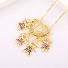 1 件情人节彩色方晶锆石 18k 镀金铜材质 3 男孩和女孩吊坠项链，优雅珠宝礼物，适合情人节、妈妈、母亲、母亲节、礼物 - 金色 - 查看 24