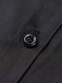 1 pièce Chemise noire d'affaires pour homme, résistante aux faux plis, col, coupe slim, manches longues, col brodé, convient pour le port au bureau