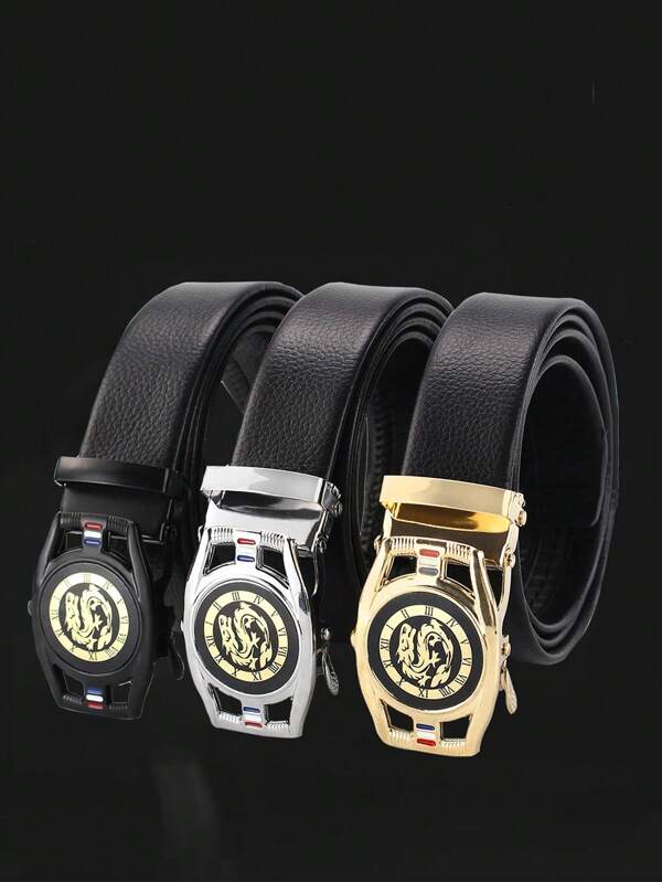 1 pieza Nuevo cinturón de hebilla automática, cinturón casual y versátil para negocios y trabajo de jóvenes, pantalones vaqueros, cinturón de piel de licor casual, hebilla suave recomendada para hombres, ideal para adolescentes, uso casual de verano, al aire libre, viajes, regalos de graduación o cumpleaños, accesorios de vestir diarios