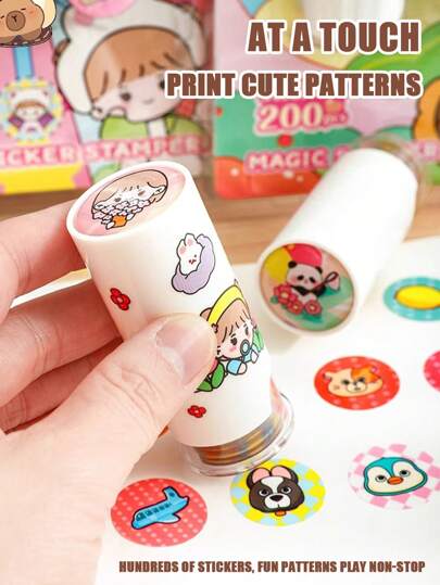 1pc Magic Stamp Stickers, Cartoon Reward Stickers For DIY Scrapbook, Praise Seal Stickers Suitable For Rewarding And Praising Students,School Supplies,Back To School