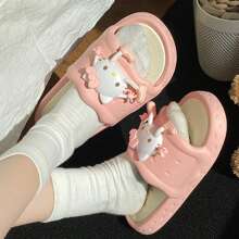 Sanrio Women's Slippers For Indoor Home Use, Anti-Slip Bathroom Shower Sandals. Anti-Slip And Anti-Odor Slippers For Summer Outdoor Wear. Fashionable Cat Design Suitable For All Seasons, Waterproof, Anti-Slip, Deodorizing, Quick Dry, For Indoor And Outdoor Use