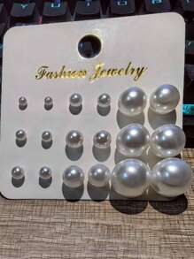 12 paar parelkralen en strass oorbellen set, eenvoudige dagelijkse oorbelcombinatieset, mix & match