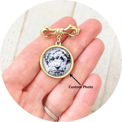 Personalized Custom Photo Lapel Pin, Memorial Boutonniere Charm, Unique Wedding Keepsake For Groom, Groom Gift Idea, Lapel Pin For Men