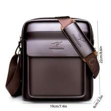 Men's Professional Shiny Leather Messenger Bag, Suitable For Business Travel, Men's Fashion Black Synthetic Leather Crossbody Bag - Adjustable Strap, Multi-Compartment Business Casual Shoulder Bag With Embossed Dinosaur Logo, Suitable For Office Use, Multi-Function Messenger Bag | Men's Fashion Accessory | Metal Zipper Trim Mini Bag Small Bag Purse Small Bag For Men Retro Bag Body Bag For Men Side Bag