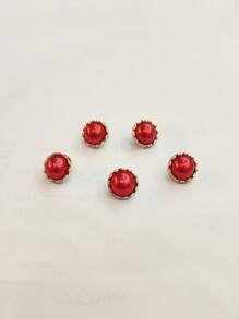 5pcs 1.25cm Round Faux Pearl Color Plastic Buttons With Shank, Luxury Fashion Round Faux Pearl Color Shank Sewing Buttons, Suitable For Decoration On Women's Blouse, Cardigan, Collar And Cuffs