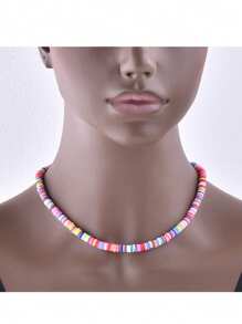 1 Pieza Collar sencillo con cuentas de colores bohemio de verano