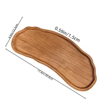 1pc Solid Wood Tray, Wooden Fruit Tray, Wooden Dessert Tray, Multipurpose Snack Tray, Decorative Fruit Plate, Food Platter, Coffee Cup Tray, Tea Cup Tray, Cake Plate, Breakfast Tray, Suitable For Home Kitchen, Hotel Restaurant, Cafe Display Tray, Home Decor, Kitchen Decor